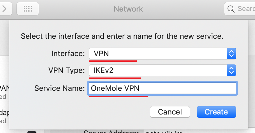 Setup OneMole IKEv2 VPN on MacOS High Sierra - Step 3